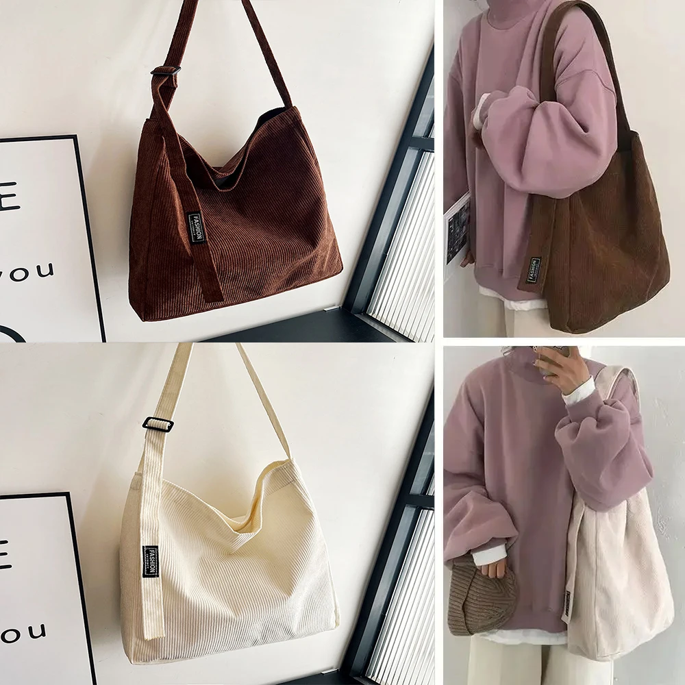 Schulter-Shopper-Tasche, große Cord-Reisetasche, Handtaschen aus Baumwollstoff, Canvas-Tragetasche, Damentasche, modische wiederverwendbare Tasche