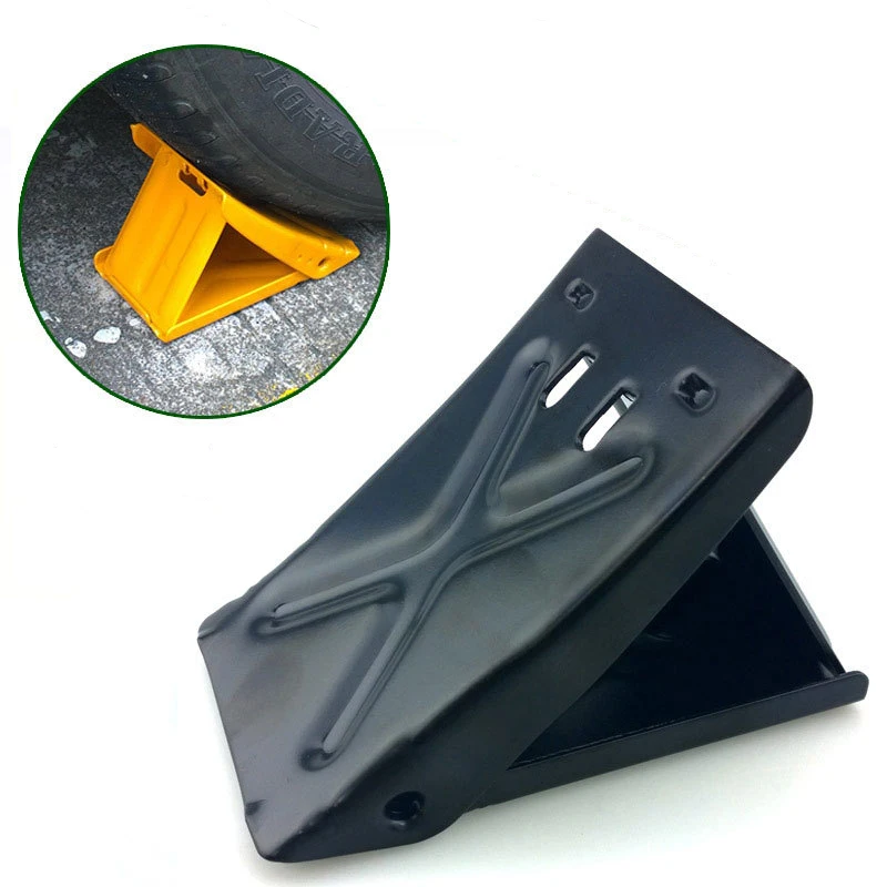 1 Pcs Car Truck Wheel Tire Antislip Chock Stop Block Slope Anti-slip Black Thick steel plate Fixed Tires Reverse Pad Slope Chock