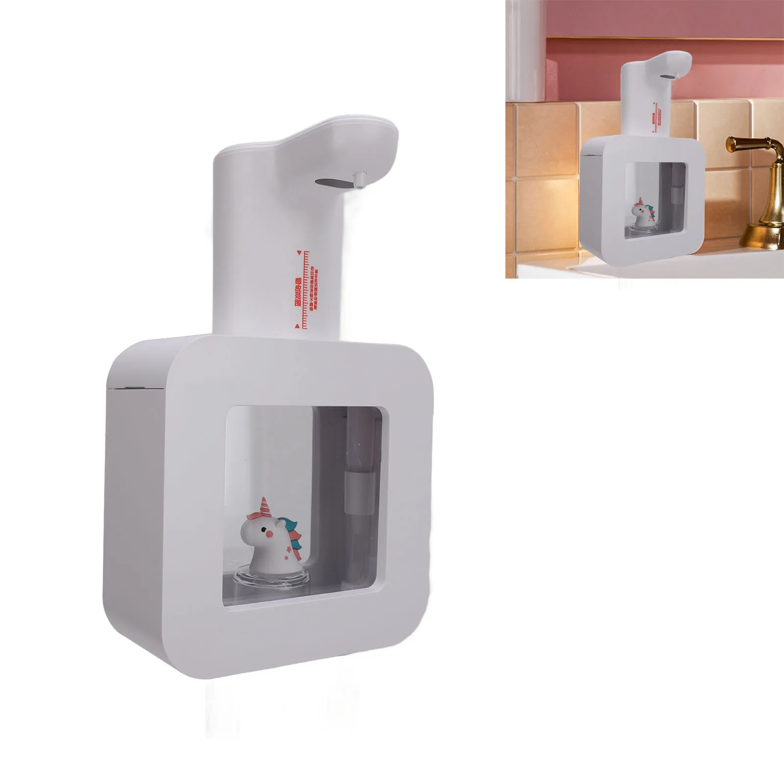 ZK30 Automatic Foaming Soap Dispenser 3 Levels Adjustable Countertop Wall Mounted Touchless for Outdoor Camping Hotel White