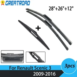 Wiper Front Rear Wiper Blades For Renault Scenic 3 / Grand 2009-2016 2015 2014 2013 2012 Windshield Windscreen 28