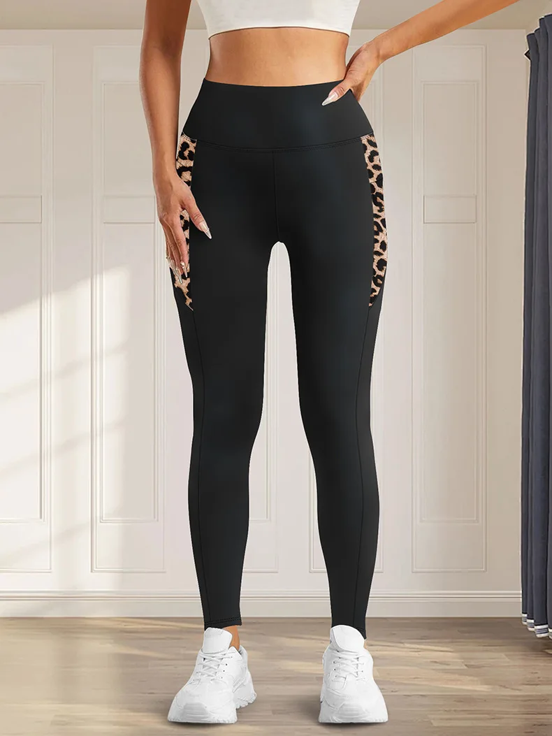 Women's Leopard Print Yoga Pants with Pockets, Butt-Lifting and Belly-Toning Sports Tights Style Leggings