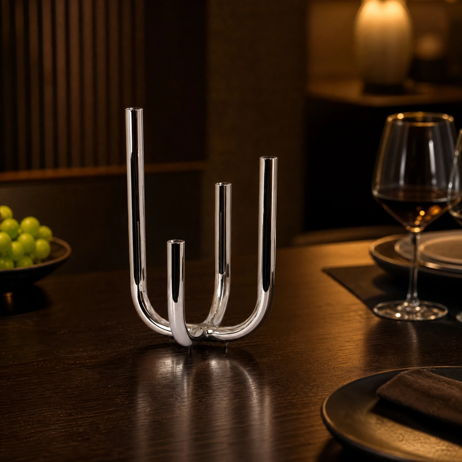 Stainless Steel Candelabra with Four Arms Decorative Four-Arm Candle Holder Candlestand Elegant for Styled Interior Displays