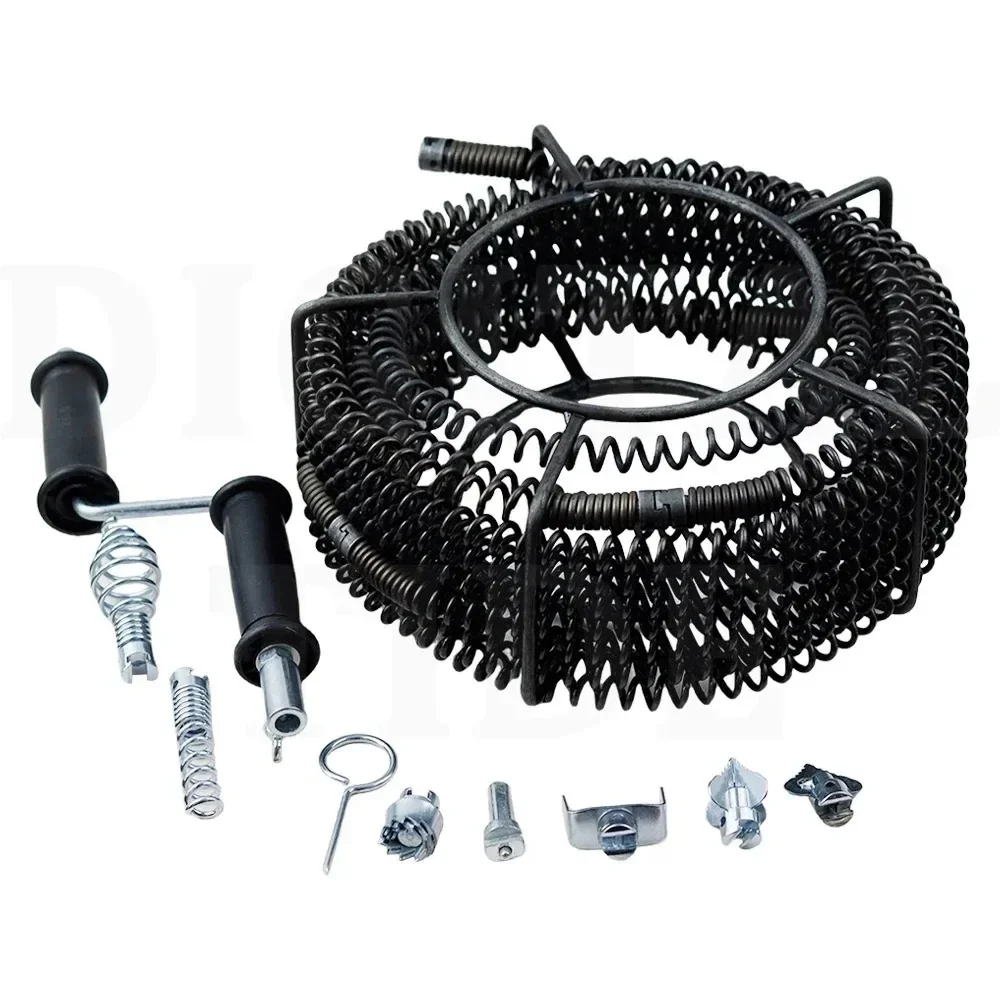 12m Length 16mm Out Diameter Drain Pipe Dredger Brush Extension Spring Cleaning Sewer Dredger Compression Spring With Connector