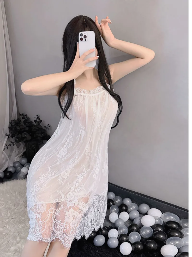 

Сетчатое дышащее свободное милое стильное Эротическое тонкое кружевное платье на бретельках с открытой спиной и ресницами Сексуальное Женское страстное искушение MZVC