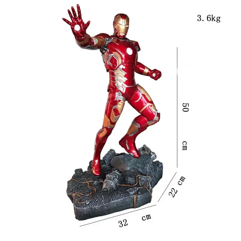 Large 50cm Final Battle Resin Statue Superhero Iron man MK43 Mark 43 Figure Battle Damage Ver. ironman GK Collection model