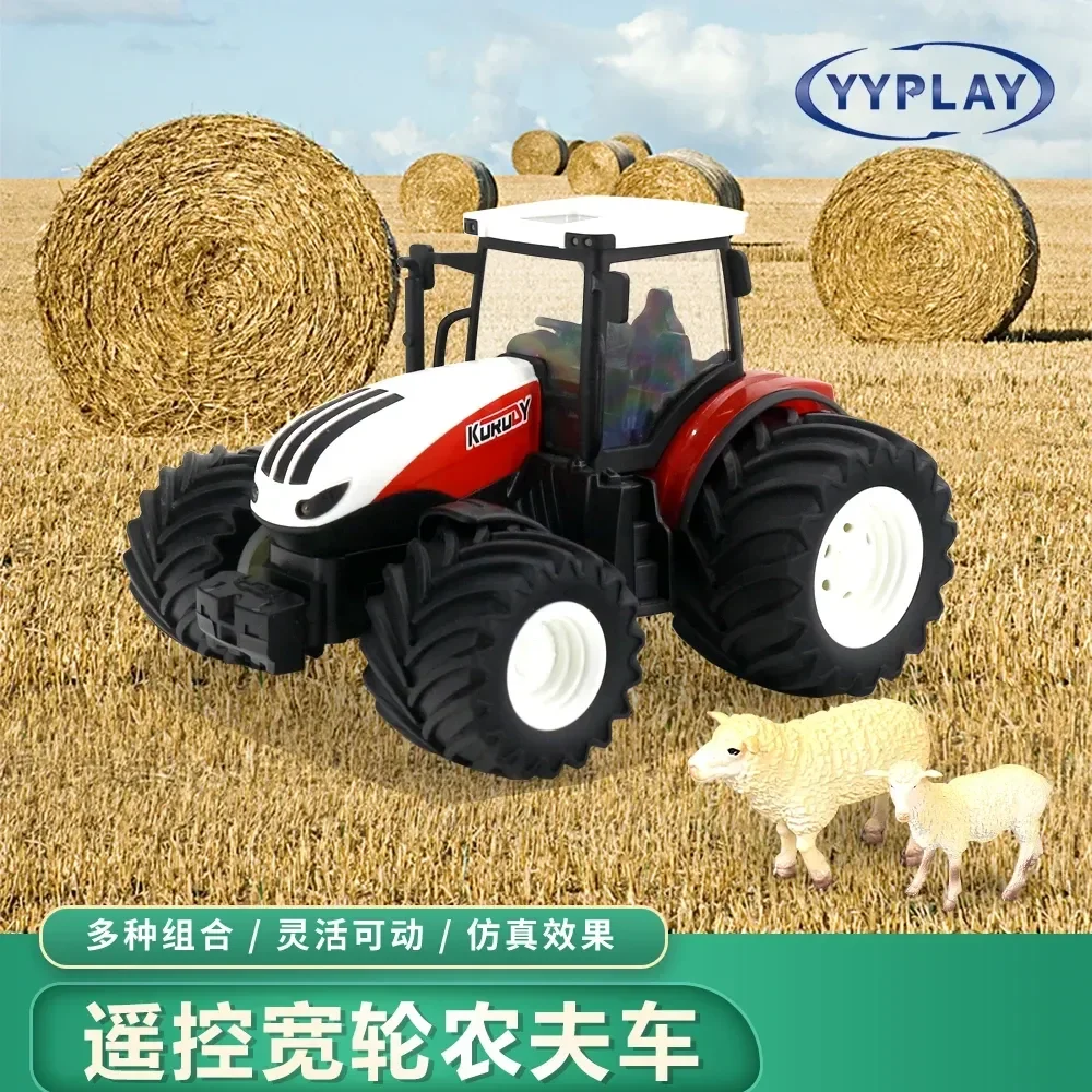 1: 24 Delin Remote-controlled Wide Wheel Farmer Truck Transport Vehicle Fertilizer Spreader Harvester Multifunctional Toy Model