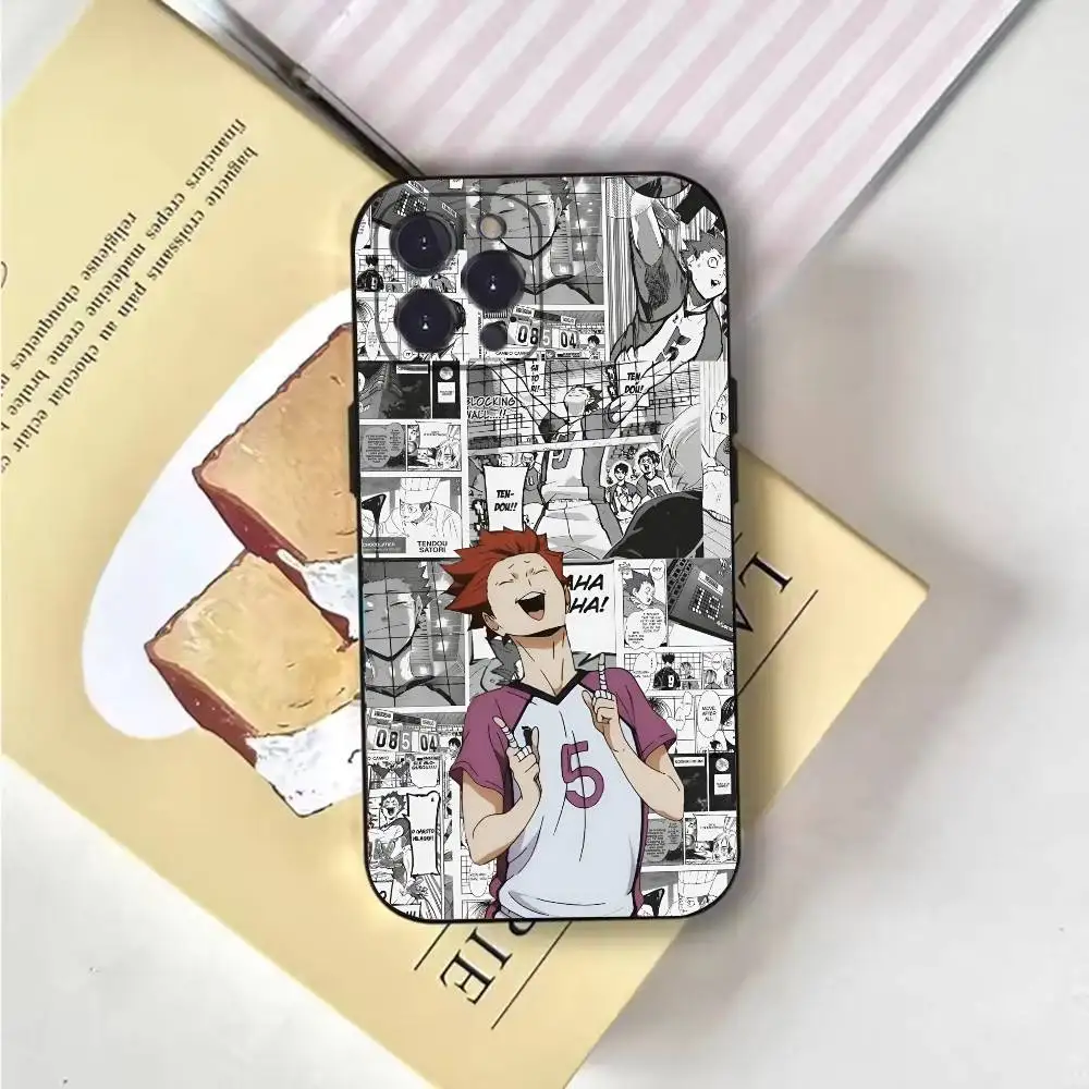 هايكيو!! Karasuno الكرة الطائرة عضو أنيمي جراب هاتف آيفون 16 15 14 13 برو ماكس 11 12 Mini X Xs XR Se غطاء سيليكون أسود #4