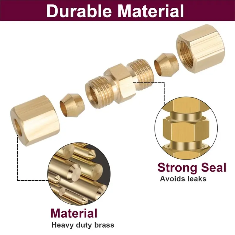 12PCS Brass Brake Line Compression Fittings For 3/16