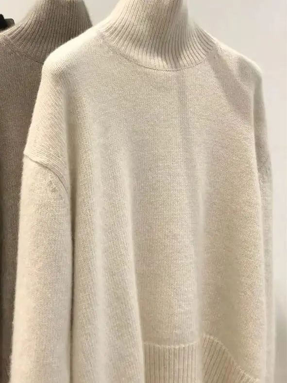 High-grade feeling super good-looking soft waxy turtle neck women's autumn and winter thickened lazy cashmere tops.