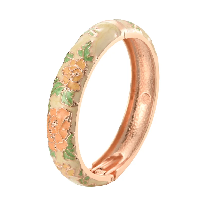 UJOY Enameled Bracelets For Women Chinese Flower Women Bangles Indian Viking Bracelet On Hand African Jewelry Dubai Women\'s Gift