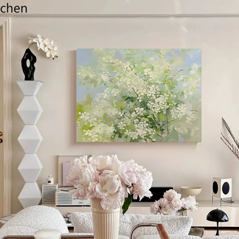 Hxl spring creamy floral hand-painted oil painting decorative art