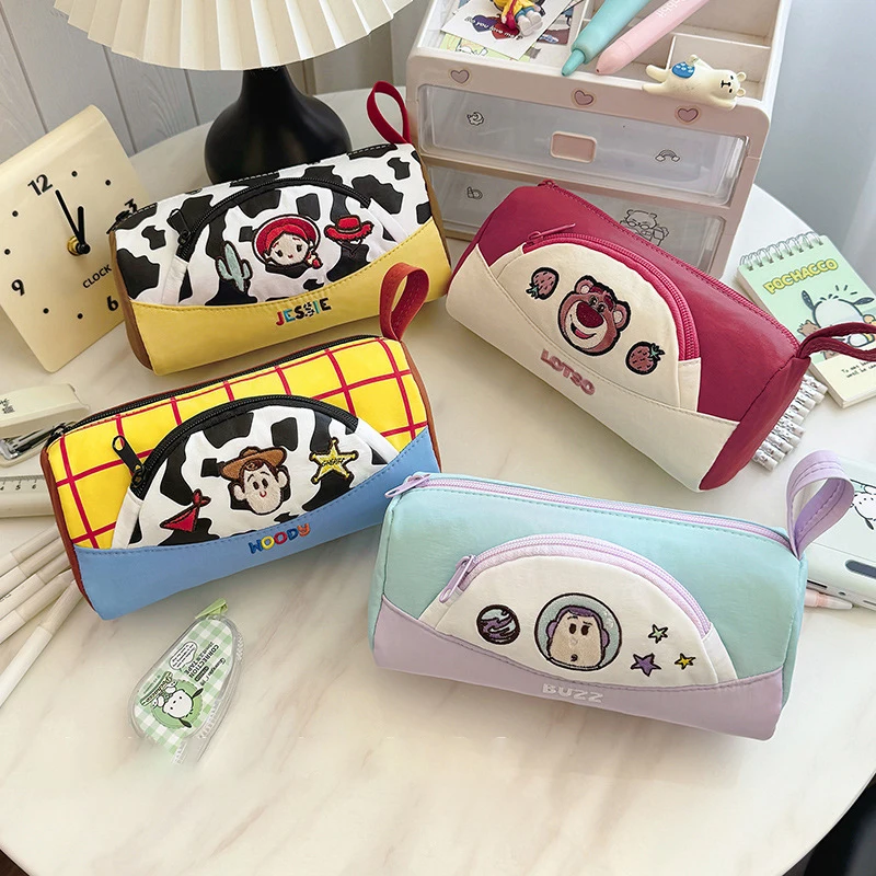 Disney Cosmetics Bag Kawaii Lotso Toy Story Buzz Lightyear Cartoon Student High-Capacity Pencil Case Cosmetics Storage Bag Toys