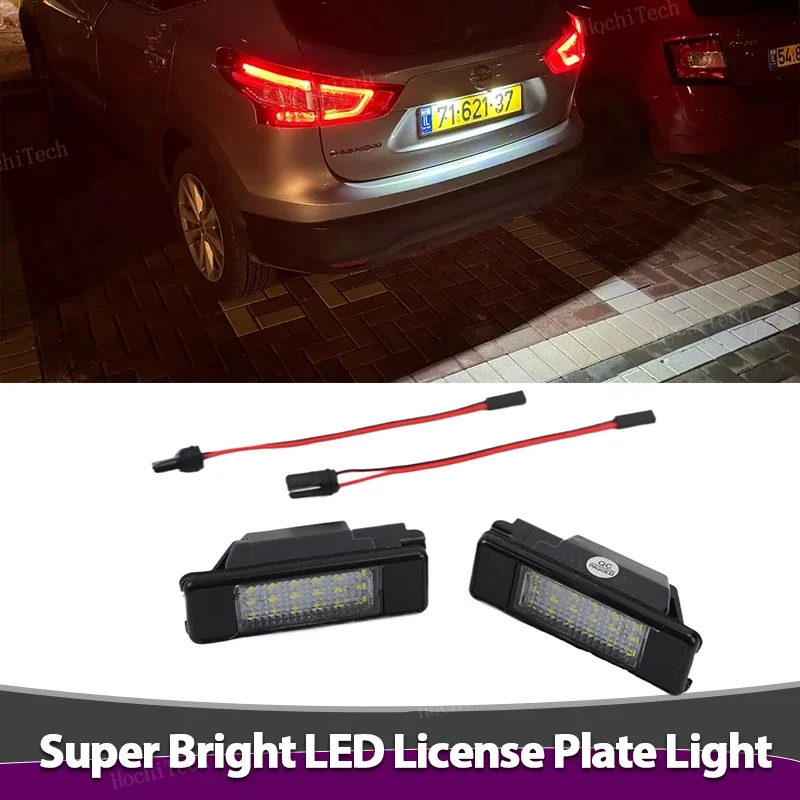 2PCS LED Car License Number Plate Light For Nissan Primera P12 Teana Pathfinder Qashqai X-Trail Juke March Rogue Sport