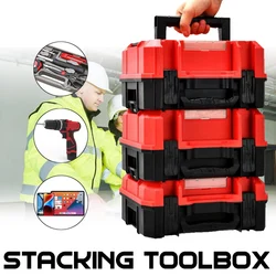 กล่องเครื่องมือพลาสติก STACKABLE เครื่องมือถังกล่องเครื่องมือกระเป๋าเดินทางสําหรับเครื่องมือขนาดใหญ่ที่ว่างเปล่า Dril เก็บกล่องเครื่องมือ Organizer กล่อง