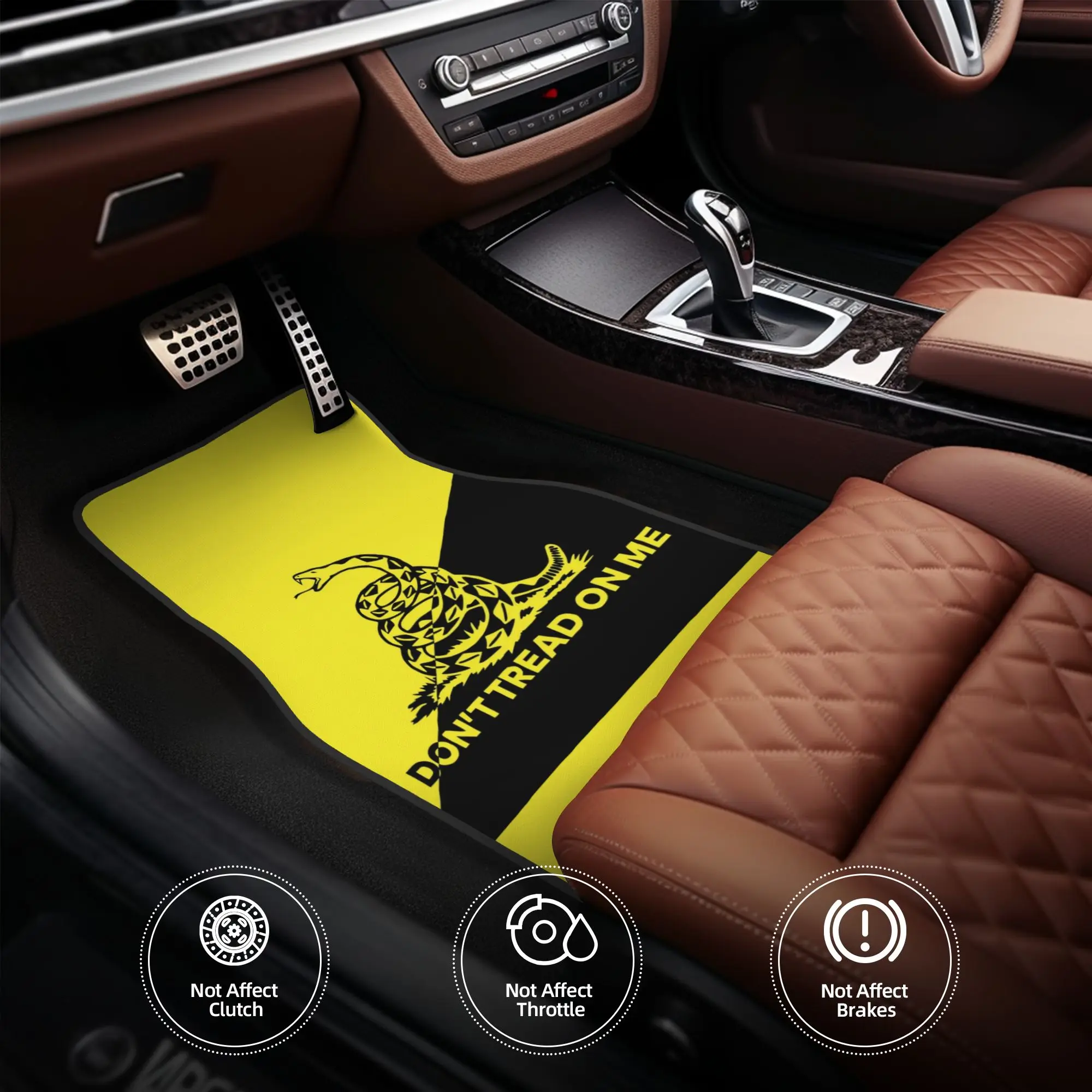 Dont Tread On Me Gadsden Flag Car Floor Mats of 4 Pieces Crystal Velvet Carpets Rugs  Universal Car Front Rear Carpets Foot Mats - view 5