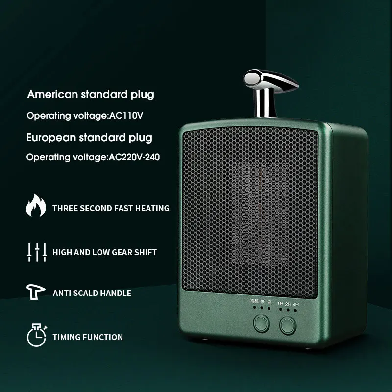 Electric Space Ceramic Heater, Adjustable Thermostat, Overheat Protection, Anti-Roll System, 1000W Heaters for Home Low Energy