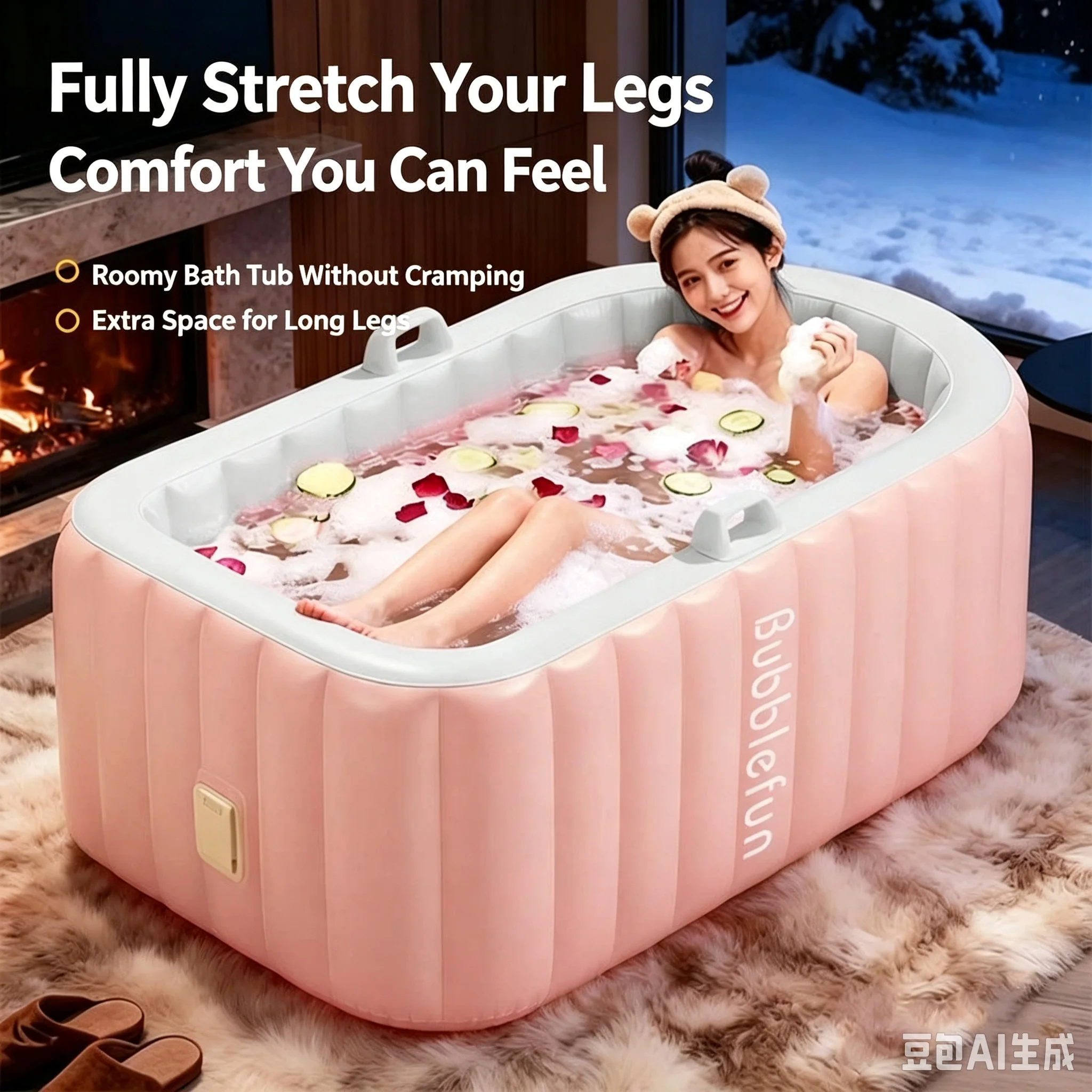 Automatic Inflatable Bath Tub Full Body Large PVC Bathtub Bath Tub for Two People Seated Bathtub 125CMX55CMX80CM