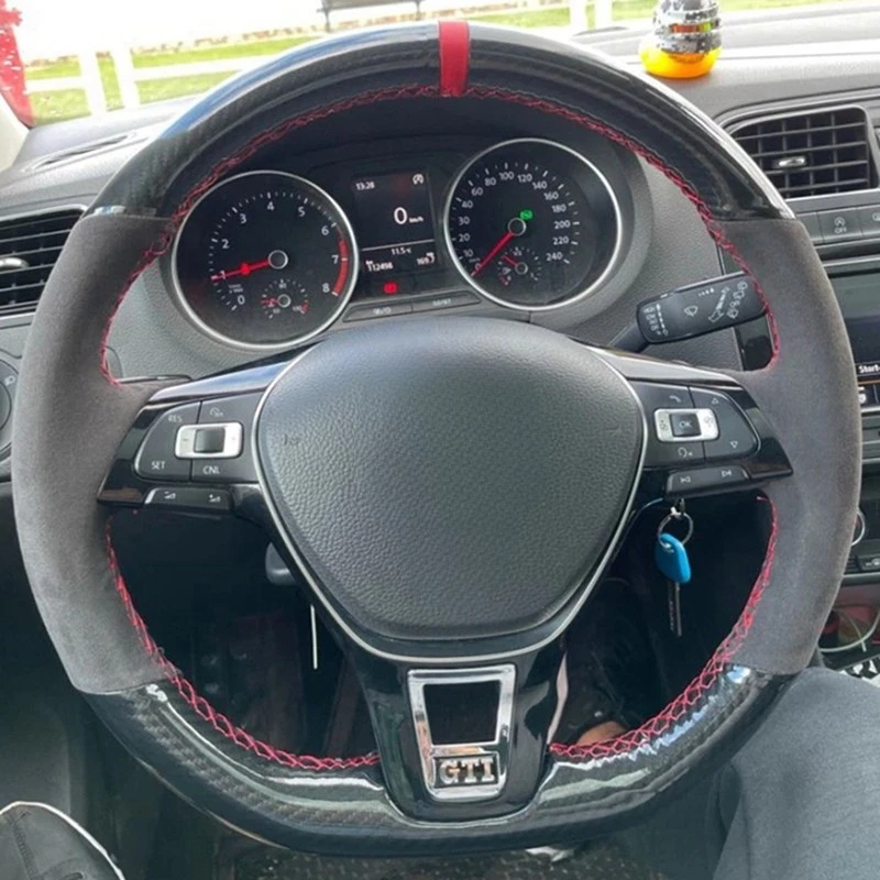 

Для Volkswagen VW Golf 7 Mk7 Новинка Polo Jetta Passat B8 Tiguan чехол рулевого колеса автомобиля Черный замшевый интерьер автомобиля