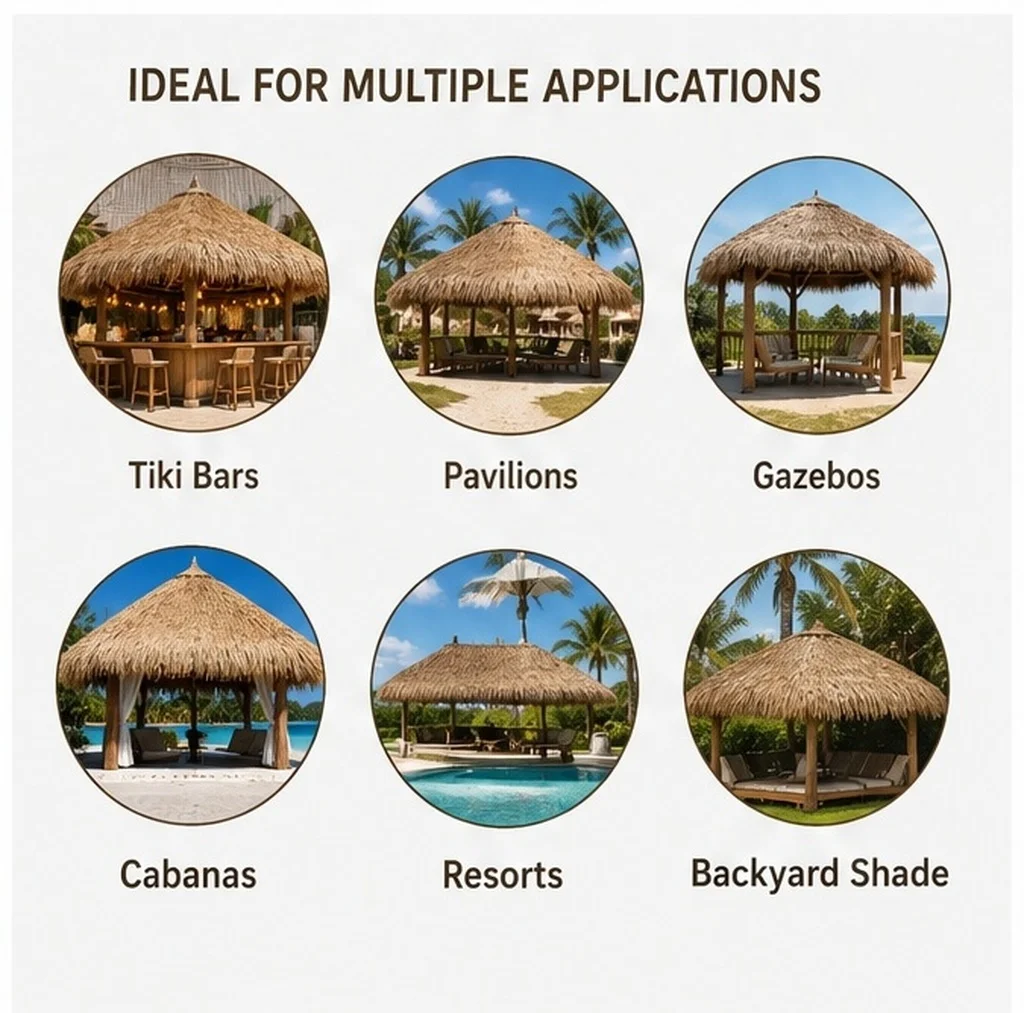 Palapa Hut Grass Roof for Garden Tiki Pavilion Thatch Roofing Material Straw Roofs Tiles Cover Outdoor Pavilion Texture Tiki