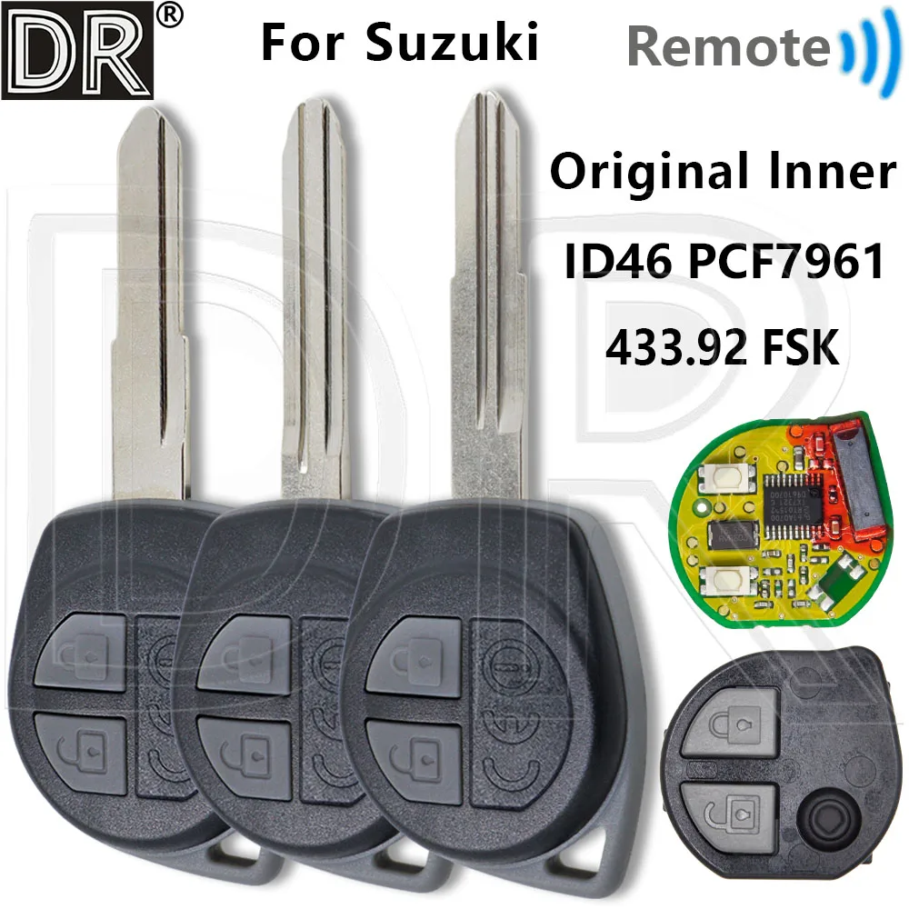 Grande clé à distance intérieure de voiture T68L0 ID46 PCF7961, puce 433.92 FSK originale pour Suzuki Xcross SX Swift Cultus