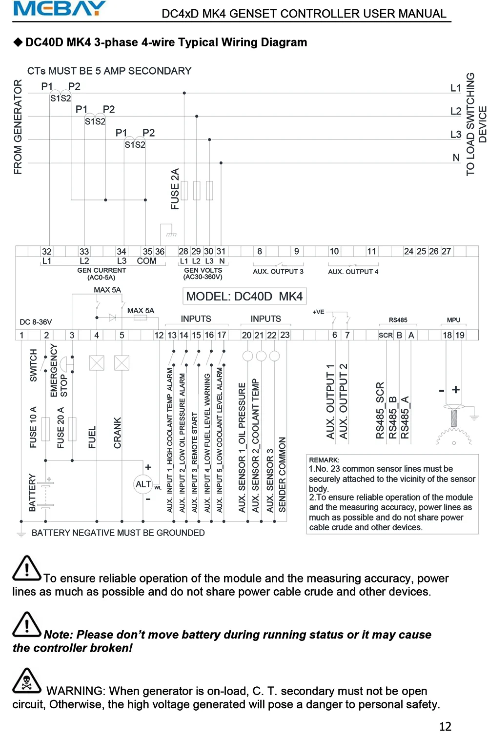 MeBay DC40D/42D MK3 Generatorsteuerung für Diesel-Aggregat Start-Stopp-Parameter Überwachung Aggregat-Teile – Detail 15