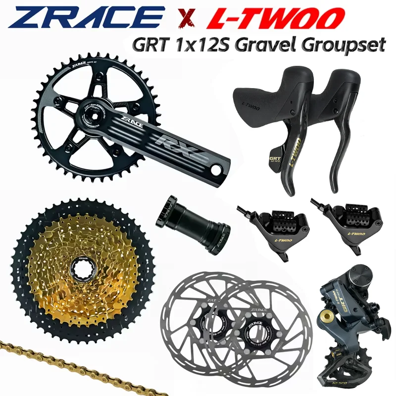 

LTWOO GRT12 Hydraulic Disc + ZRACE Crank Cassette Chain, 1x12 Speed, 12s Gravel Groupset, for Gravel bike Bicycle / GRX
