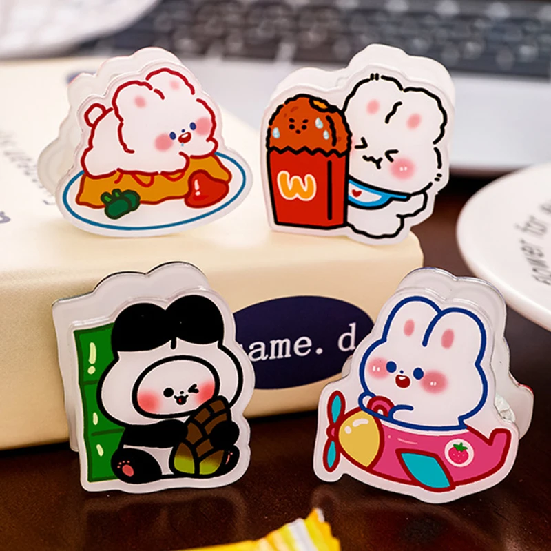 4Pcs Creative Cartoon Rabbit Hand Account Decoration Clip Cute DIY Decoration Notes Letter Paper Clips Office School Supplies