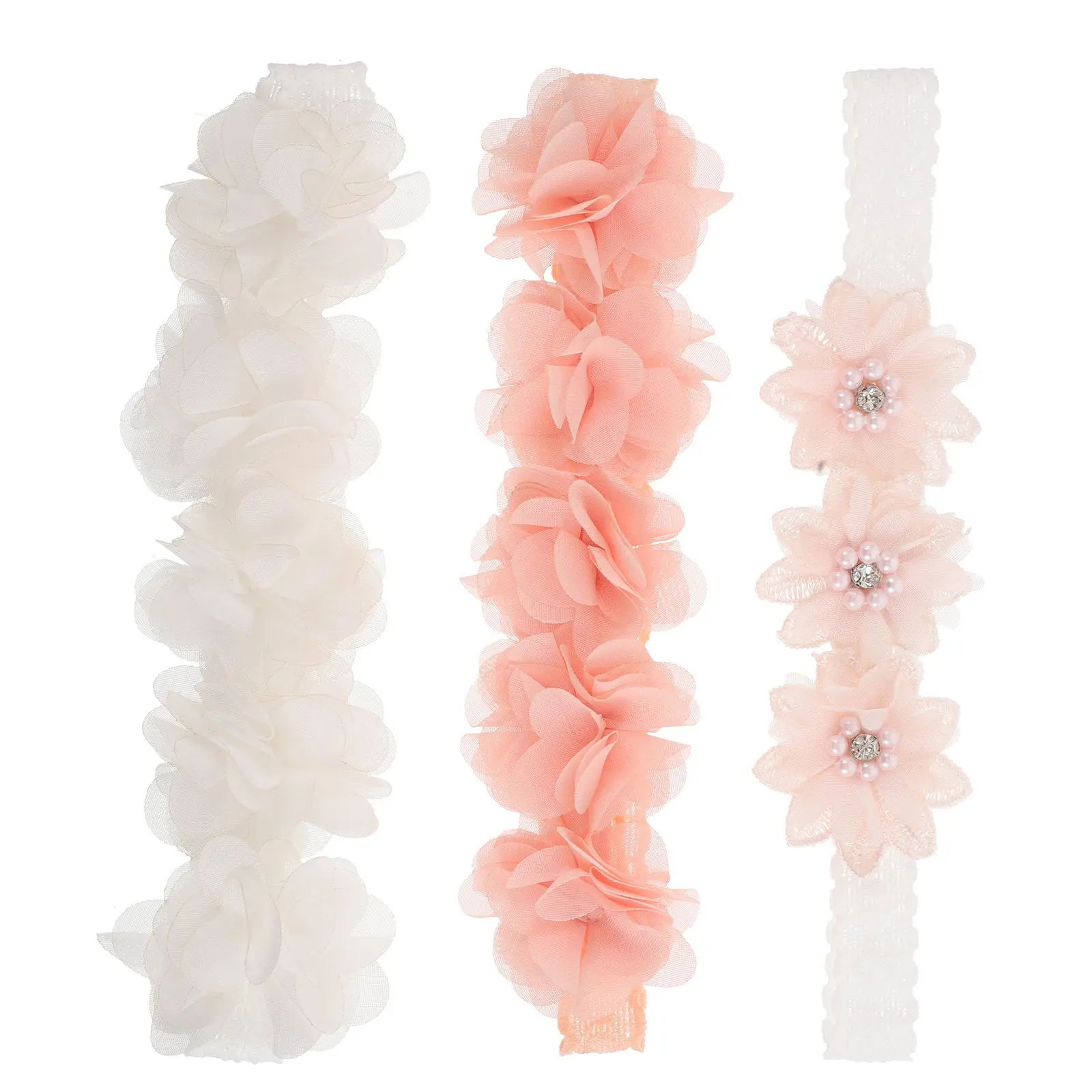 

3Pcs Girls Flower Headband Handmade Baby Girls' Hair Accessories Lightweight Floral Hair Band for Wedding Party Daily Use Infant