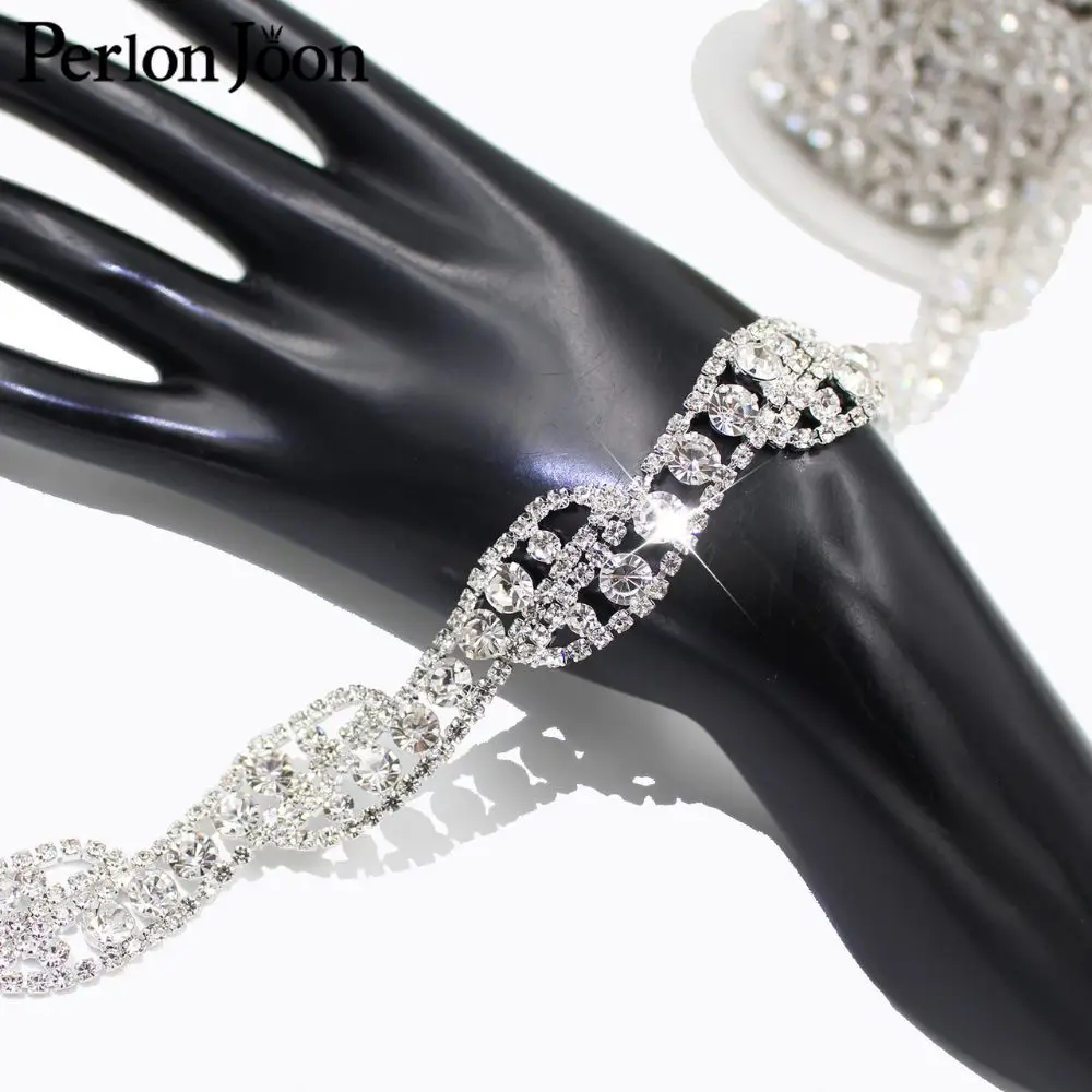 1 Yard Sparkling Crystal Diamond Spiral AB Rhinestone Trim Chain Sewn In Wedding Dress Decoration Accessories