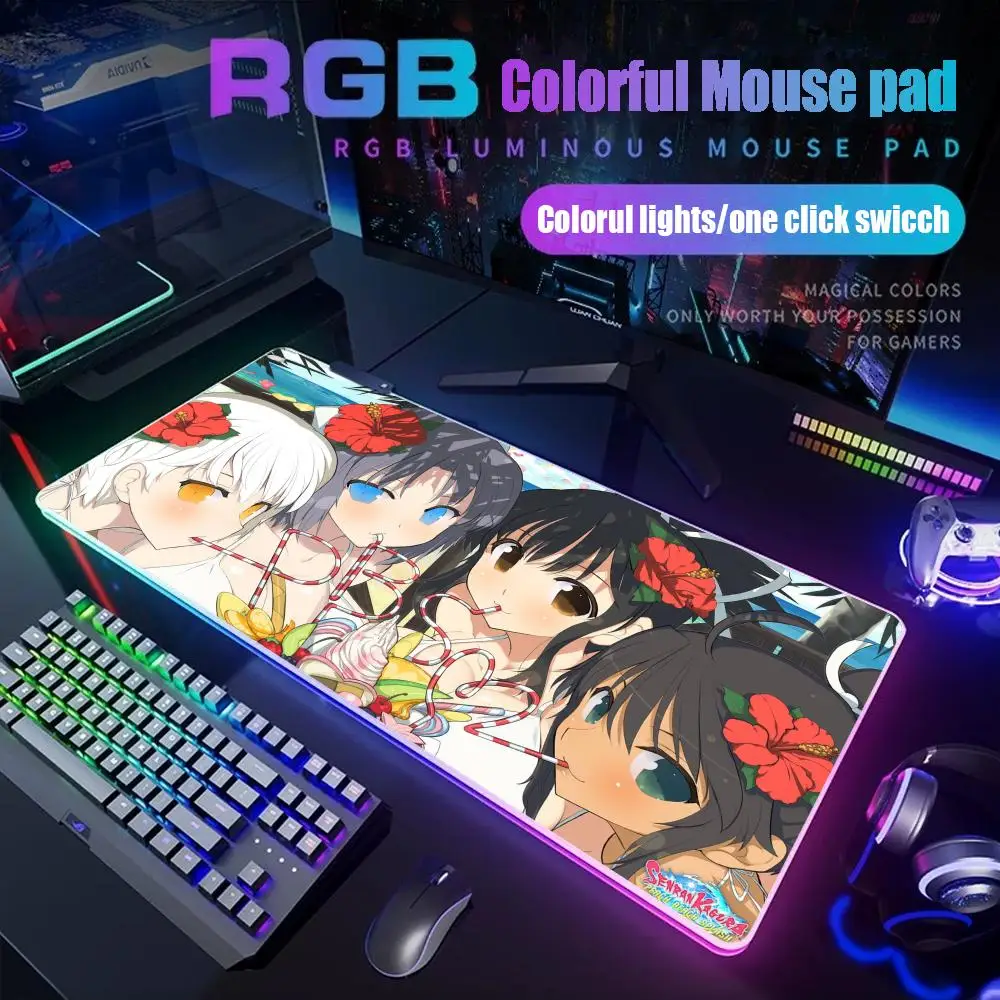 

Senran Kagura Peach Beach Splash Mouse Pad Gamer Rgb Desk Mat Back Light Led Mousepad Setup Gaming Accessories Deskmat Mousepad