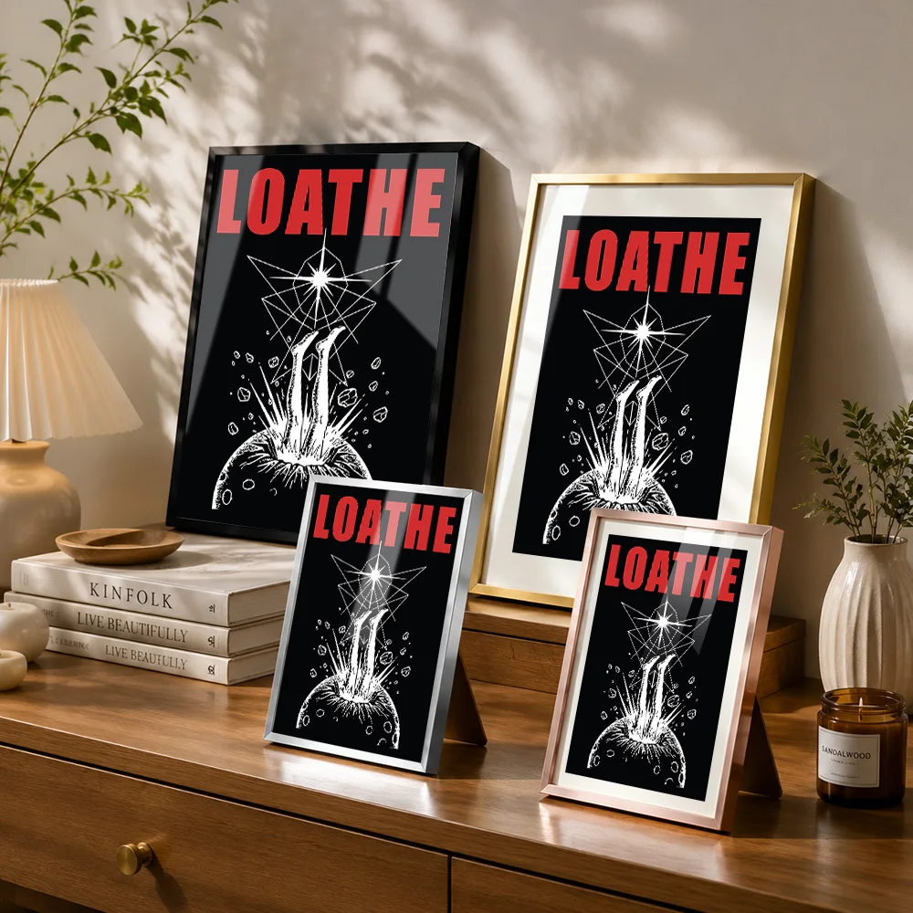 Loathe Band Logo With Falling Figure Framed Metal Poster Personalized Photo High Contrast Stage Style Wall Art For Living Room view 3