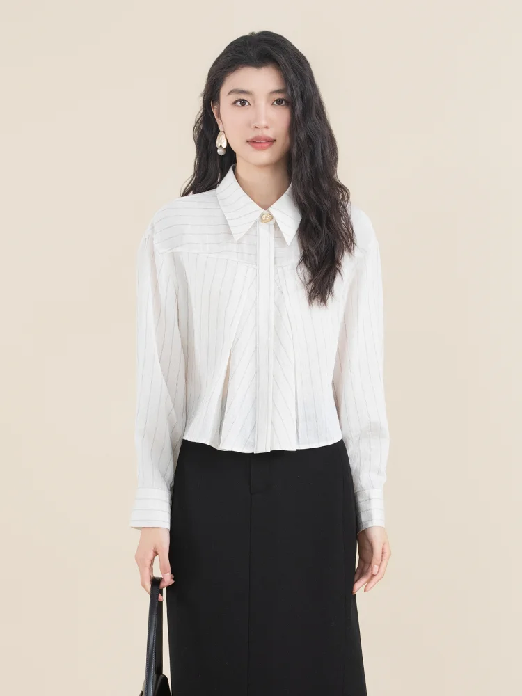 

Элегантная женская блузка Poem Dream: новая коллекция весна-лето, свободный крой, без рукавов, в полоску, из дышащего льна, модный топ