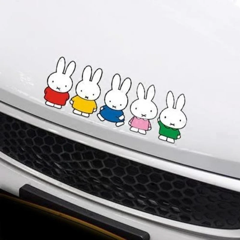 Kawaii Miffy Car Decal Cute Cartoon Bunny Scratch Cover for Vehicle Body Creative Funny Rabbit Sticker with Adhesive Design Gift