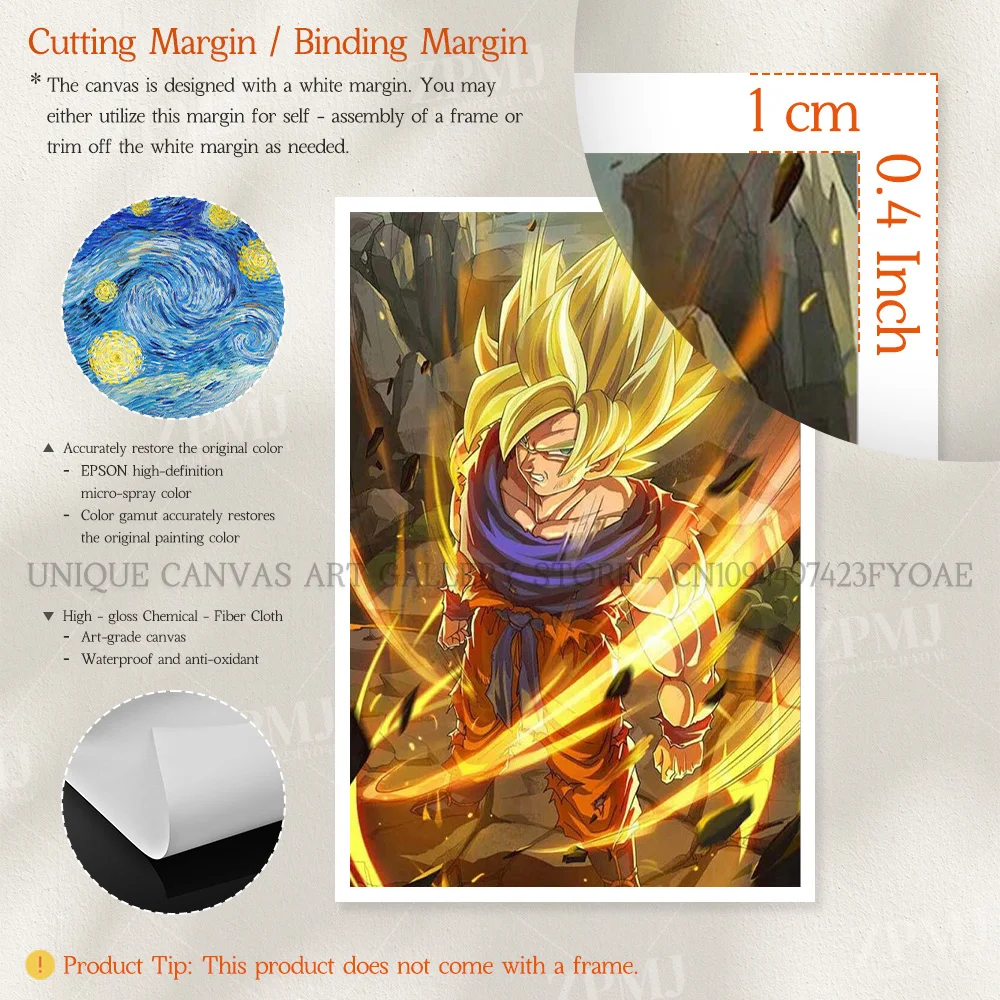 Anime Dragon Ball Home Decor Druck Malerei Bilder Son Goku Super Saiyajin Frieza Saga Wand Kunst Leinwand Poster Nachttisch Hintergrund – Detail 4