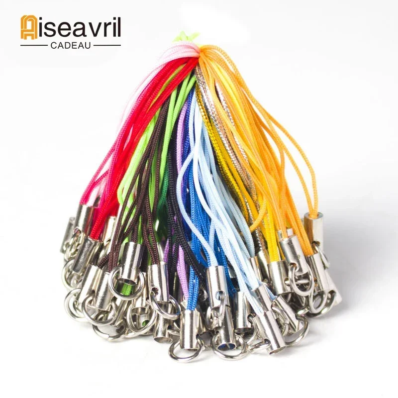 100pcs Mix Polyester Cord with Jump Ring Lanyard Rope for Making Keychain DIY Craft Pendant Handmade Materials Wholesale