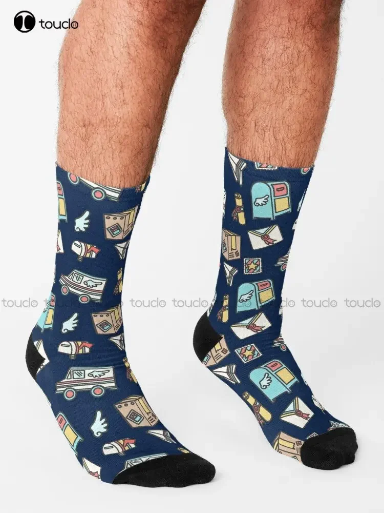 Mail Delivery Socks Mens Black Socks 360° Digital Print Personalized Custom Unisex Adult Teen Youth Socks Custom Gift Streetwear