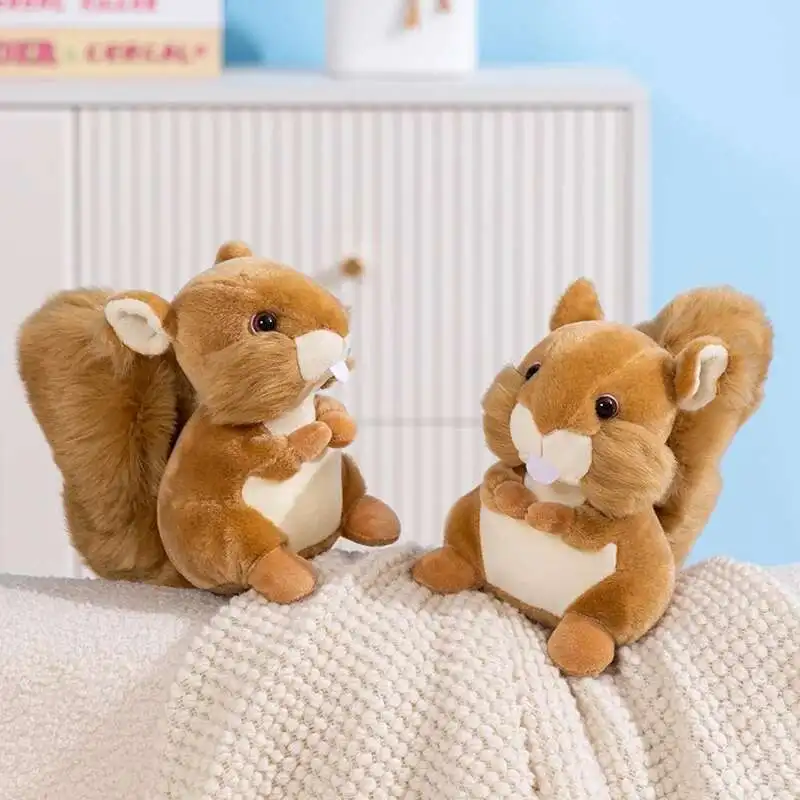 22cm Urocza Realistyczna Pluszowa Wiewiórka Symulacja Futrzane Włosy Duży Ogon Parasolka Pluszowa Wiewiórka Maskotka Prezent dla Dzieci