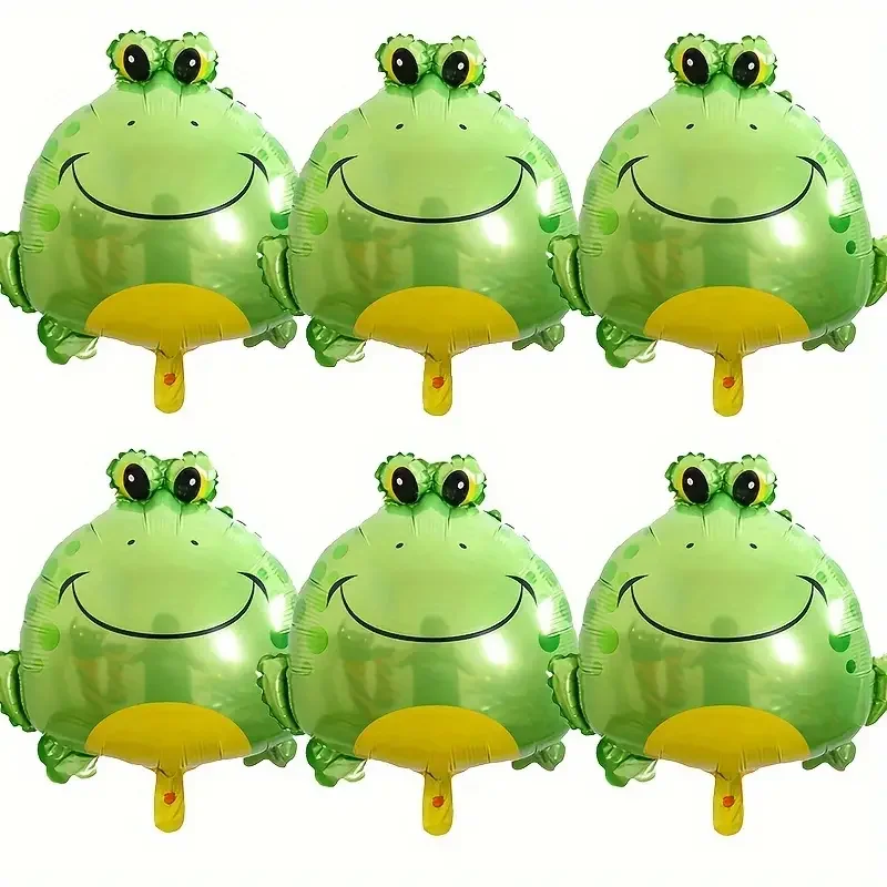 6pcs Cute Frog Aluminum Film Balloon Jungle Animal Theme Birthday Party Outdoor Summer Decorative Balloon