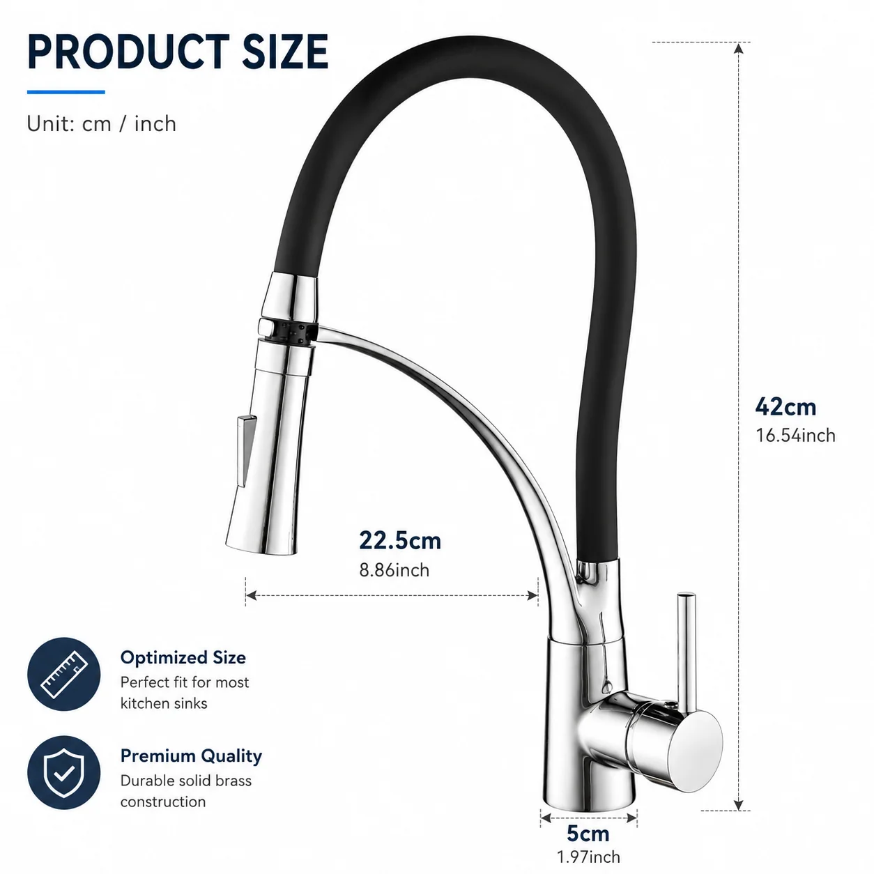 Pull Down Kitchen Faucet 360° Swivel Flexible High Arc Sink Mixer Tap Single Handle Dual Spray Chrome Black Hot Cold Water
