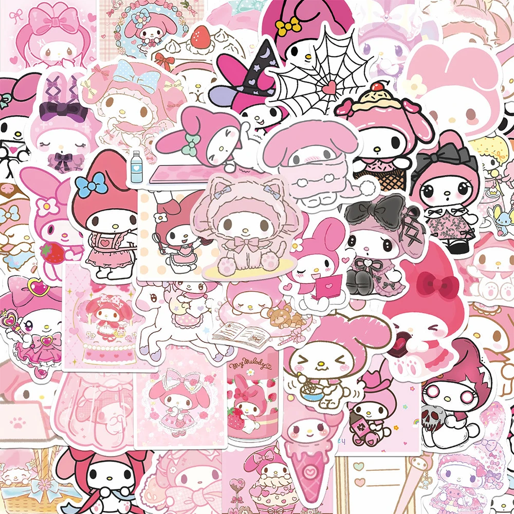 

10/30/50pcs Cute Pink Sanrio My Melody Graffiti Stickers Decals DIY Laptop Phone Fridge Skateboard Decoration Sticker Kids Toys