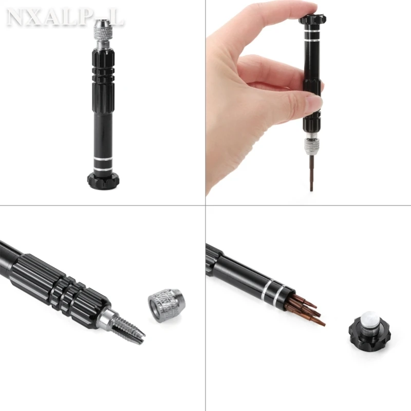 시계 수리 스크루 드라이버 핸들 5 in 1 합금 자기 분해 시계 제조 업체 전화 Eletronic 용 오픈 수리 스크루 드라이버 도구