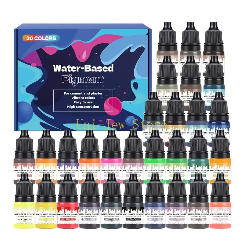 

40GB 30 Assorted Colors 5ml Water Based Pigments For Plaster Cement DIY Crafts