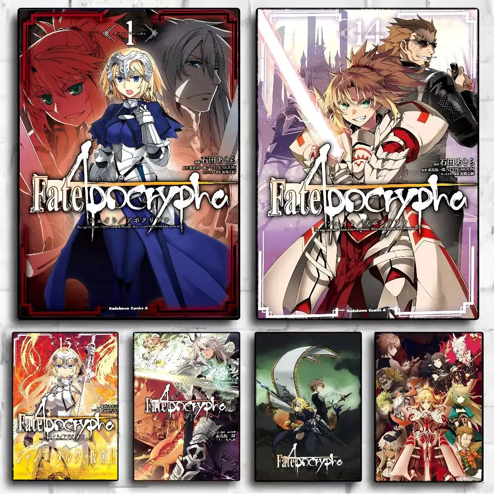 Pósteres adhesivos de película de Anime Fate Apocrypha, pegatina de papel Kraft Retro, pintura de pared de arte estético para habitación, Bar y cafetería