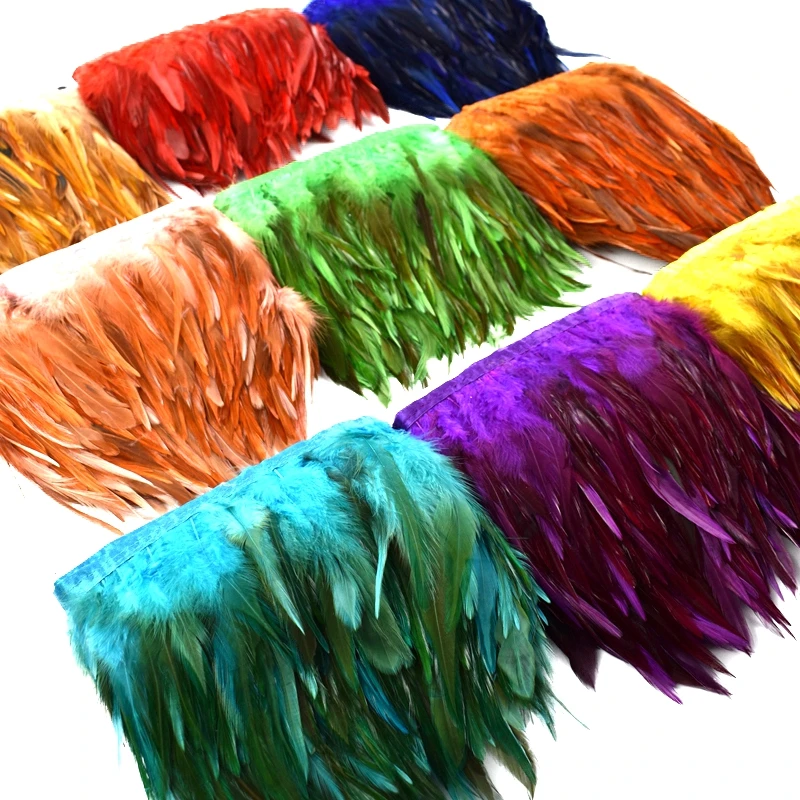 

10Meters Colored Natural Pheasant Feathers Tape Trim Tassel Fringe Clothes Ribbon Sewing Flecos Feather DIY Clothing Accessories