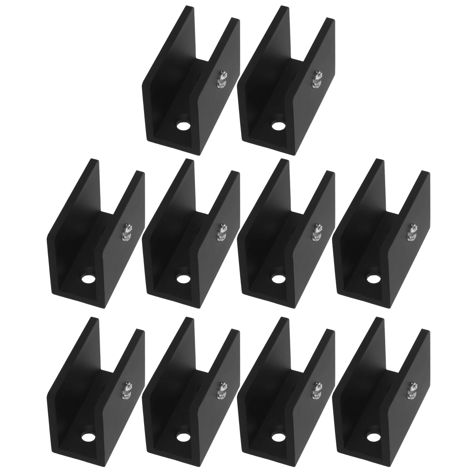 

10pcs Black Pipe Shelf Holder Square Shelf Lock Clips Durable Robust Easy Foldable Glass Supports Secure Modern Hardware