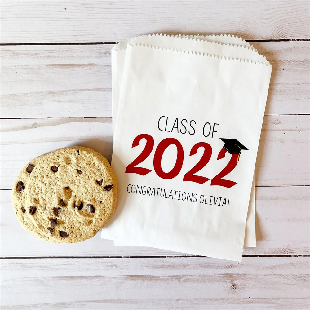 LINED Graduation Party Favor Bags - Graduation Cookie Bags, Candy Bar Bags - 2024 Graduation Party Decorations - School Colors