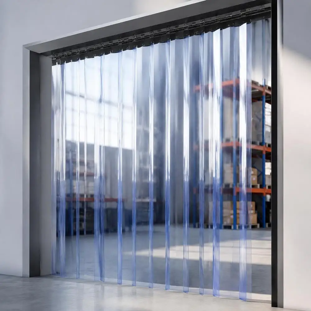 Rideau à bandes en PVC transparent, rouleau de porte en plastique robuste avec bords lisses, barrière thermique pour chambre froide, supermarché, entrepôt, garage et grange, longueur 101 pieds x largeur 12 pouces