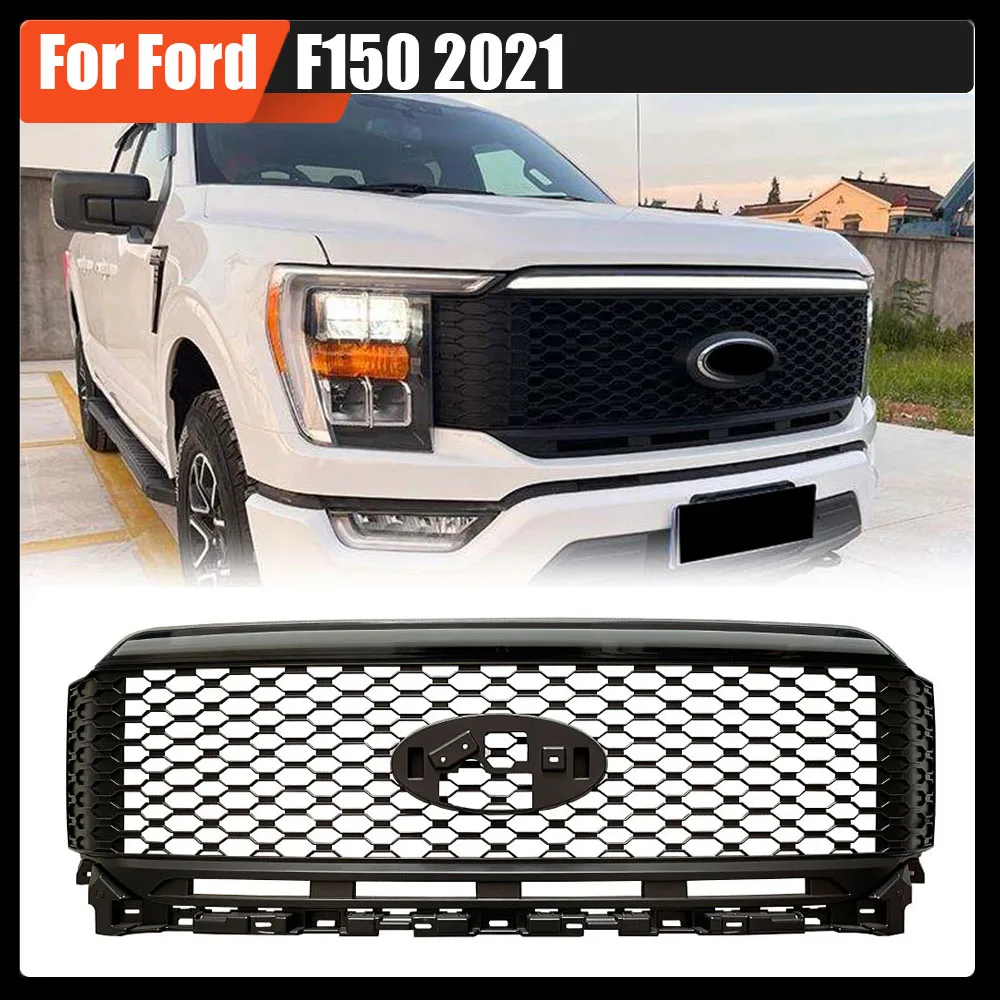 

Для Ford F150 2021, высококачественные детали внедорожного автомобиля, решетки бампера, передняя гоночная решетка из АБС-пластика в стиле Raptor со светодиодным динамическим освещением