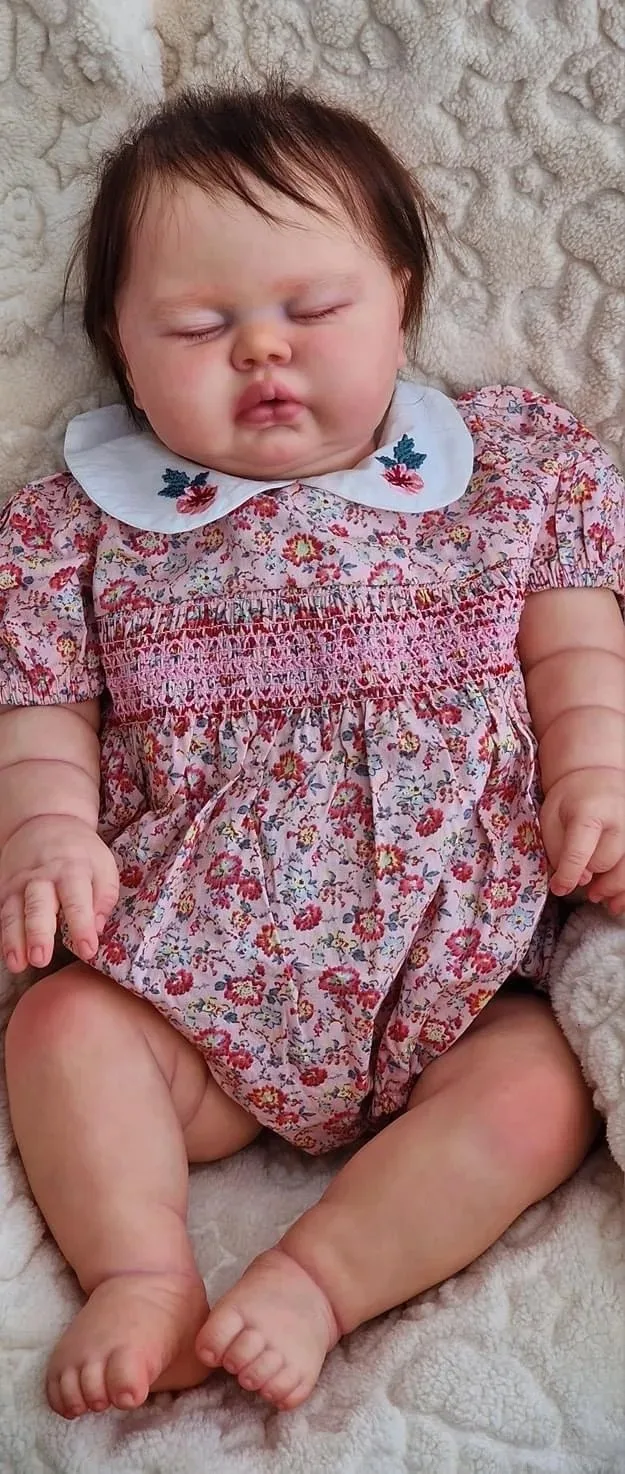 Cheveux enracinés à la main pour tout-petit, doux, corps de gril, réaliste, bébé fille au beurre, câlin, 24 po, 514