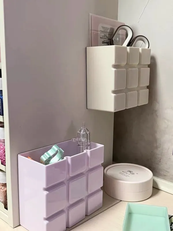 Macaron Color Magnetic Box Storage 4 Colors Choose One Open Top Container For Desk Pen Holder Aesthetic Kitchen Fridge Organizer